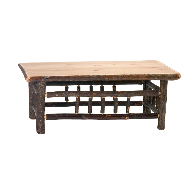 Table basse rectangulaire Hickory Fireside Lodge - 40 po x 20 po - Naturel - Standard, H 18 po x L 40 po x l 20 po