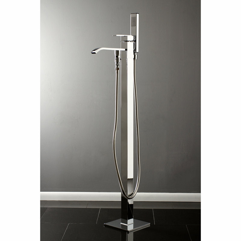 Kingston Brass Executive Single-Handle 1-Hole Freestanding Tub Faucet with Hand Shower, Polished Chrome