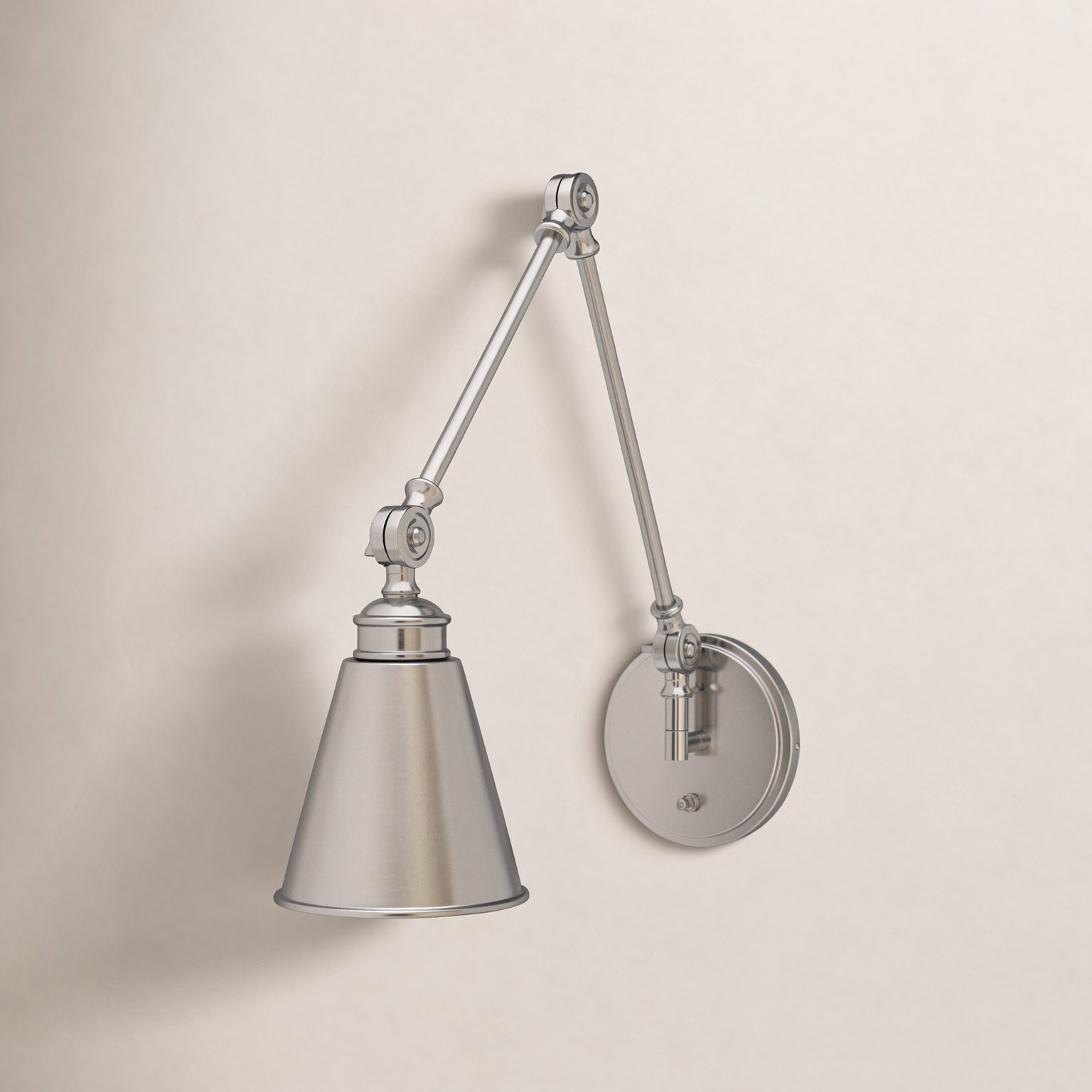 Beckham Single Light Swing Arm Sconce, Satin Nickel