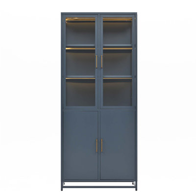 Vitrine de 76,75 po de hauteur avec portes en verre et lumières DEL