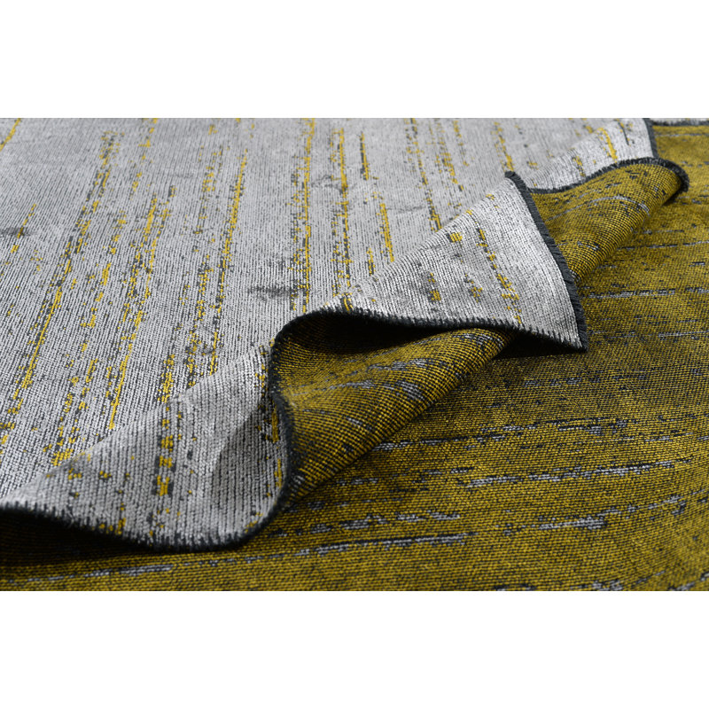 Abstract Flatweave Gray/Gold Area Rug, Rectangle 7'10" x 11'2"