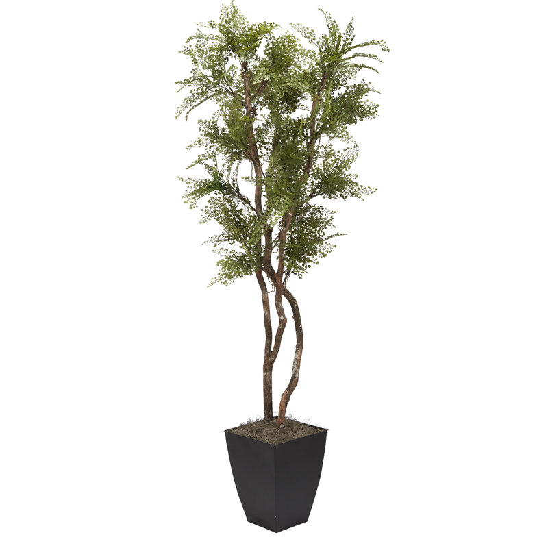 84'' Faux Maiden Hair Fern Tree in Metal Basket