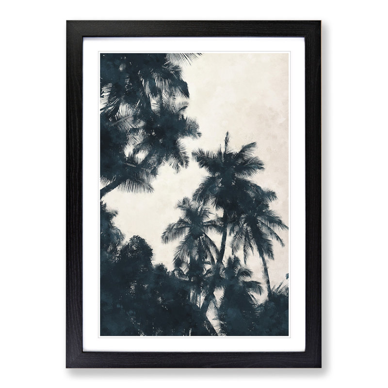Palm Tree Fronds - Framed Print, 48cm H x 36cm W x 2cm D, Black Framed
