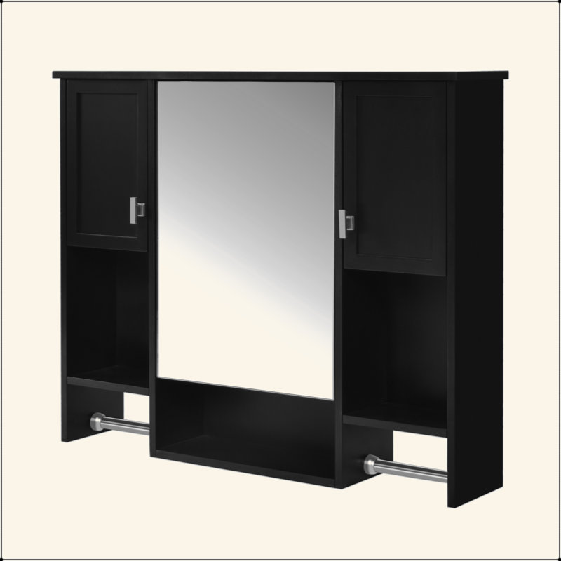 Armoire de salle de bain murale moderne, armoire de salle de bain avec miroir, armoire à pharmacie avec barre à serviettes