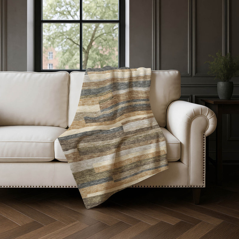 Jeté à rayures Addison Sherpa ASB766, Taupe
