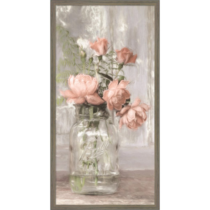 «Cottage Peach Roses» par Lori Deiter, art mural encadré