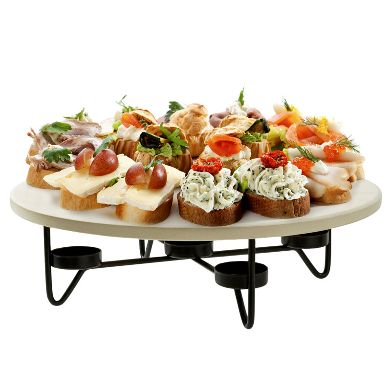 Porte-bougie chauffe-plat en métal noir Pierre