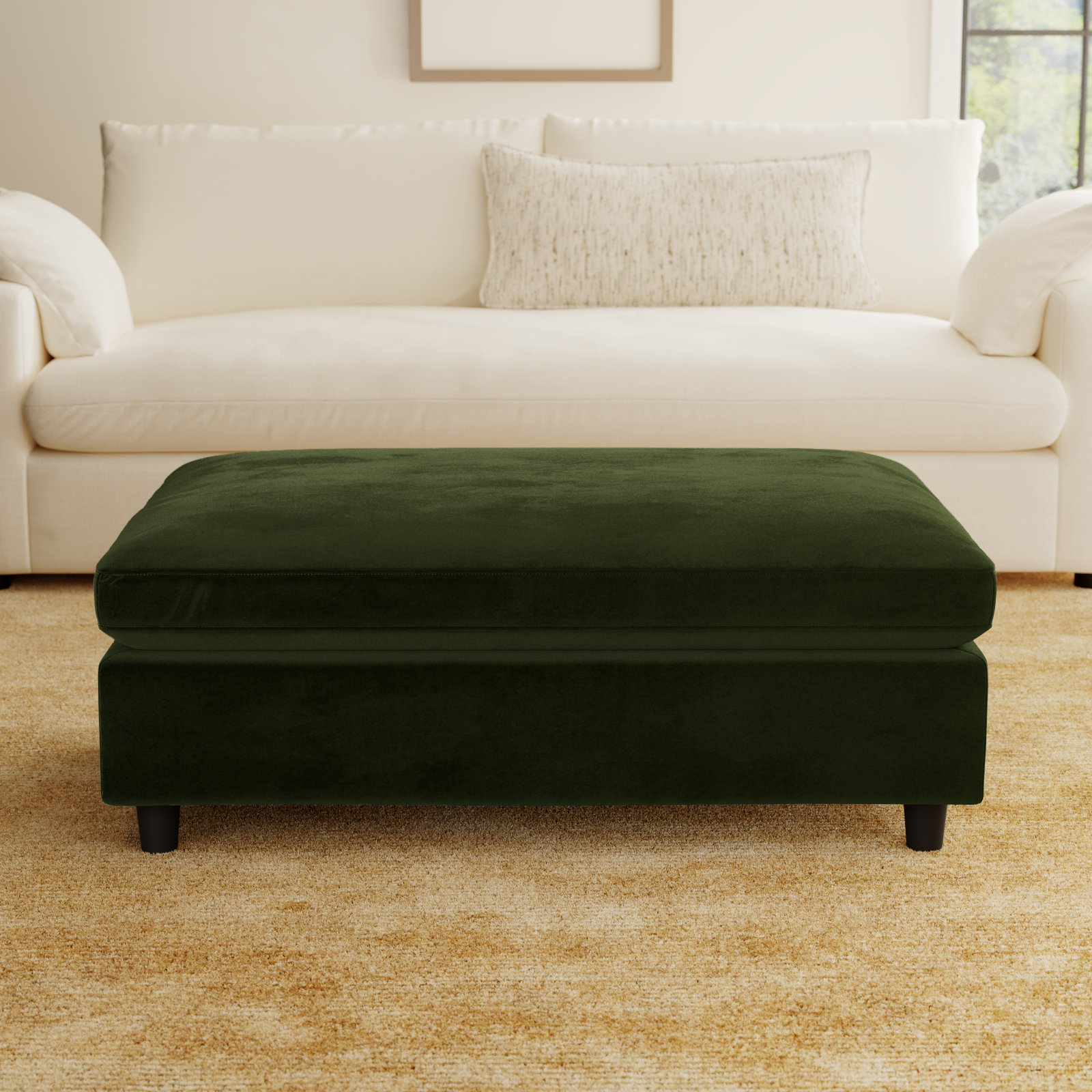 Fleetwood 45" Ottoman, Midnight Moss Performance Velvet