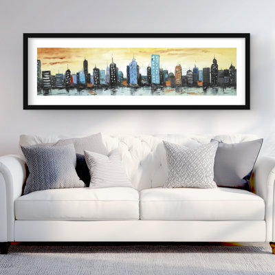 Skyline on Cityscape - Contemporary Framed Matted Print