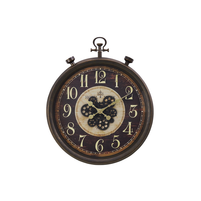 Horloge, 24 po, mécanisme d'engrenage, horloge murale, brun, traditionnel