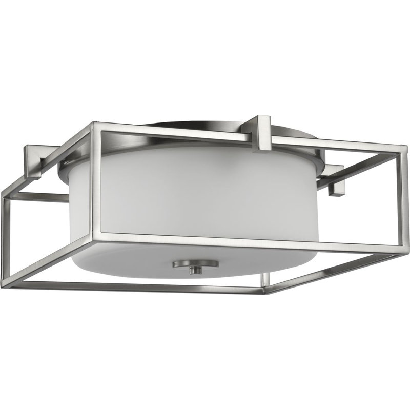 Plafonnier encastré carré unique 15,375 po 2 lumières Alexi, Nickel brossé