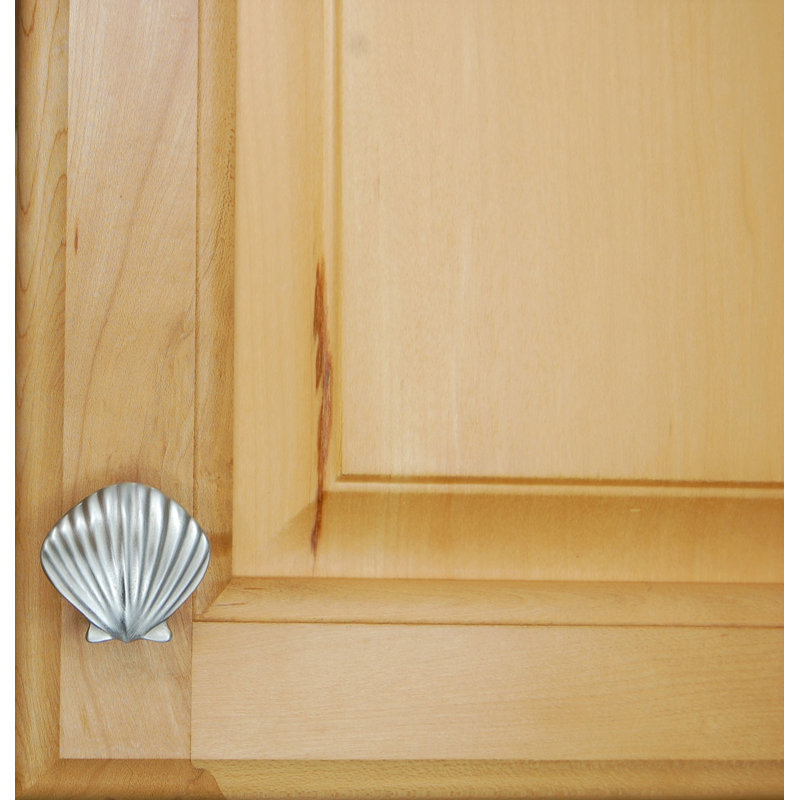 1 1/2" Seashell Knob, Brushed Nickel, 2" L x 2" W, 1