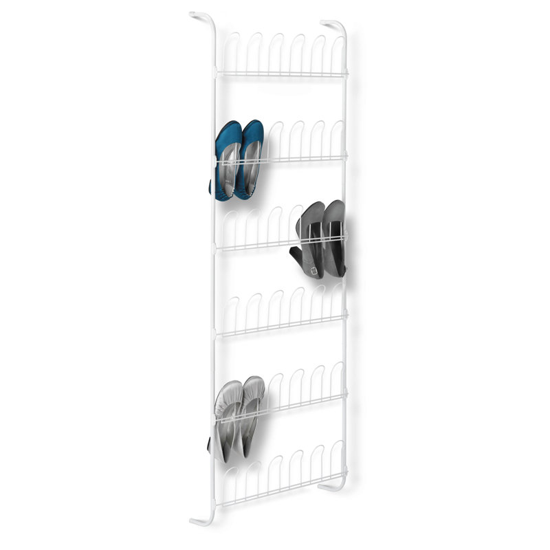 White Metal Over-the-Door 18-Pair Shoe Rack