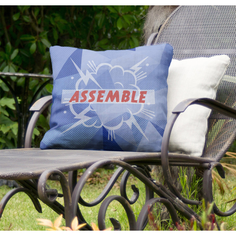 Outdoor Reversible Throw Pillow, Blue, 18" x 18"