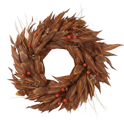 Couronne artificielle de 21,65 po pour porte d'entrée, couronne de baies artificielle résistante aux rayons UV avec baies pour l'intérieur et l'extérieur