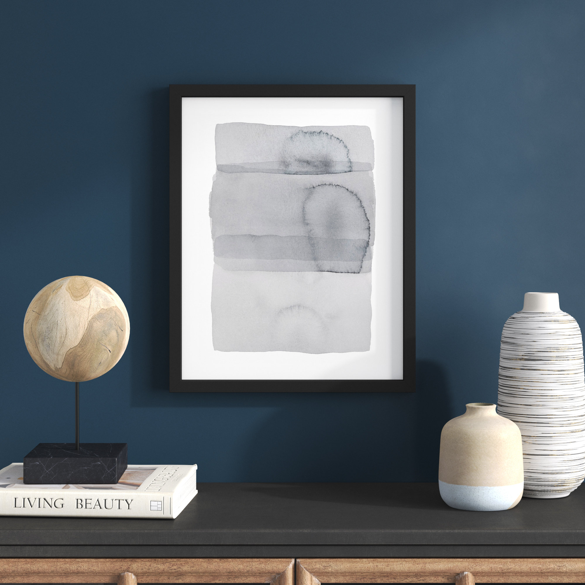 Gray On Gray 8 by Jacques Pilon, 20" H x 16" W, Black Framed