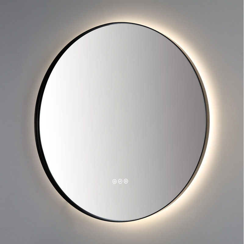 Shell LED Mirror, 29.52" x 29.52", Round, Matte Black