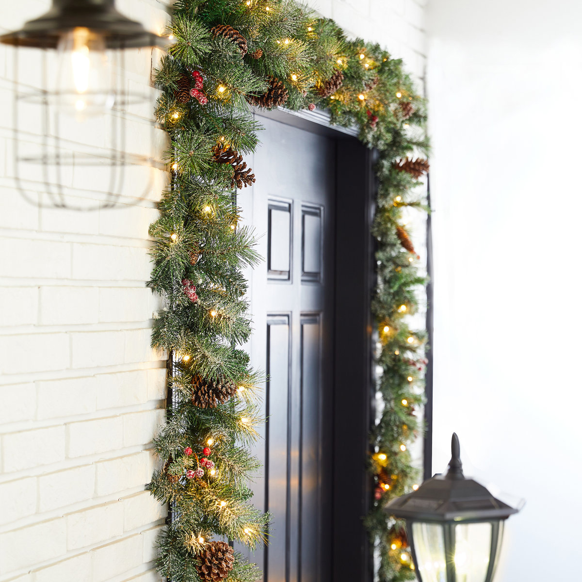 Ernberg 9ft Lighted Glittered Pine Cone Christmas Garland