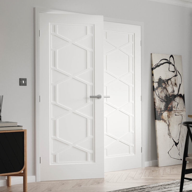 Quartz Manufactured Wood Standard Door White, 198.1 cm H x 76.2 cm W x 3.5 cm D