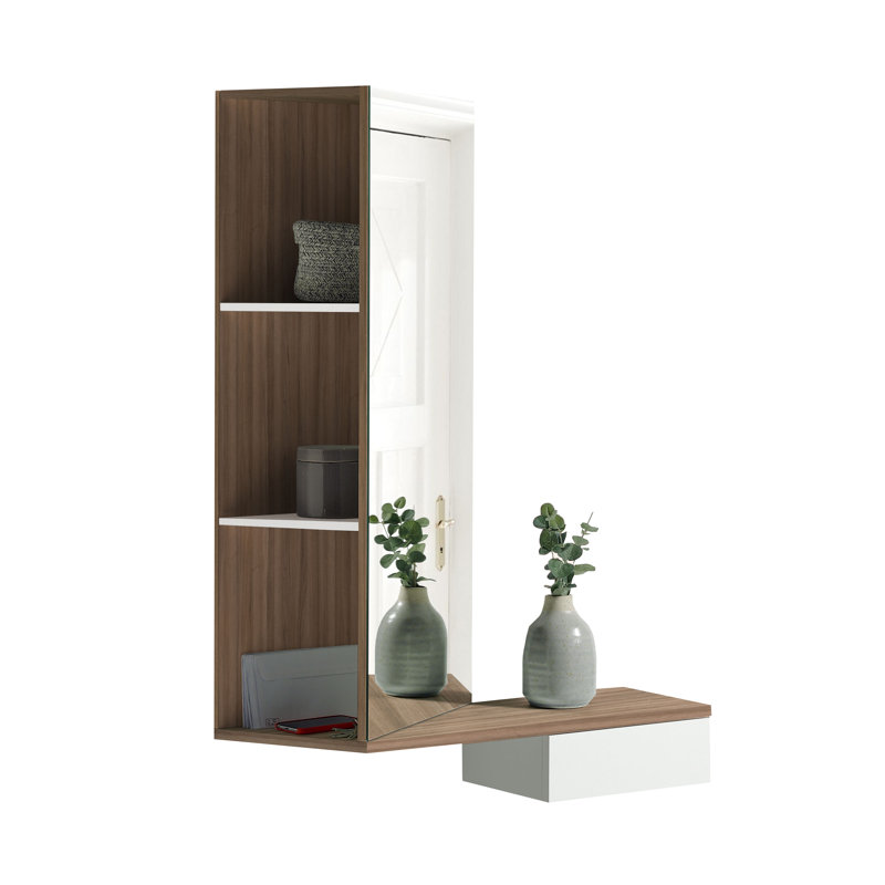 Eilyn 3 Piece Accent Shelf, Walnut/White