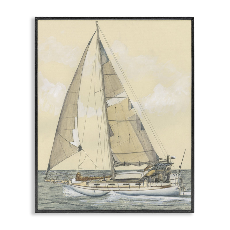 Vue détaillée de voilier, estampe numérique par Michael Willett, Giclée encadrée noir minuit, H 20 po x l 16 po