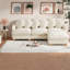 Canapé d'angle modulaire 4 places en chenille, beige moderne, style moderne-84353004