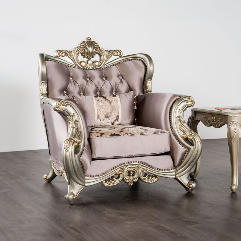 Chaise Dyllon, Velours mauve, Doré
