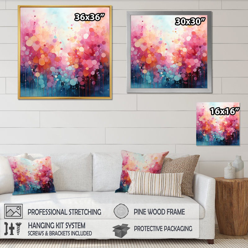 Cotton Candy III - Abstract Landscape Canvas Prints, Cadre photo noir, H 36 po x l 36 po x P 1,5 po
