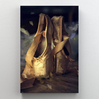 The Gold Ballet Shoes - peinture sur toile tendue