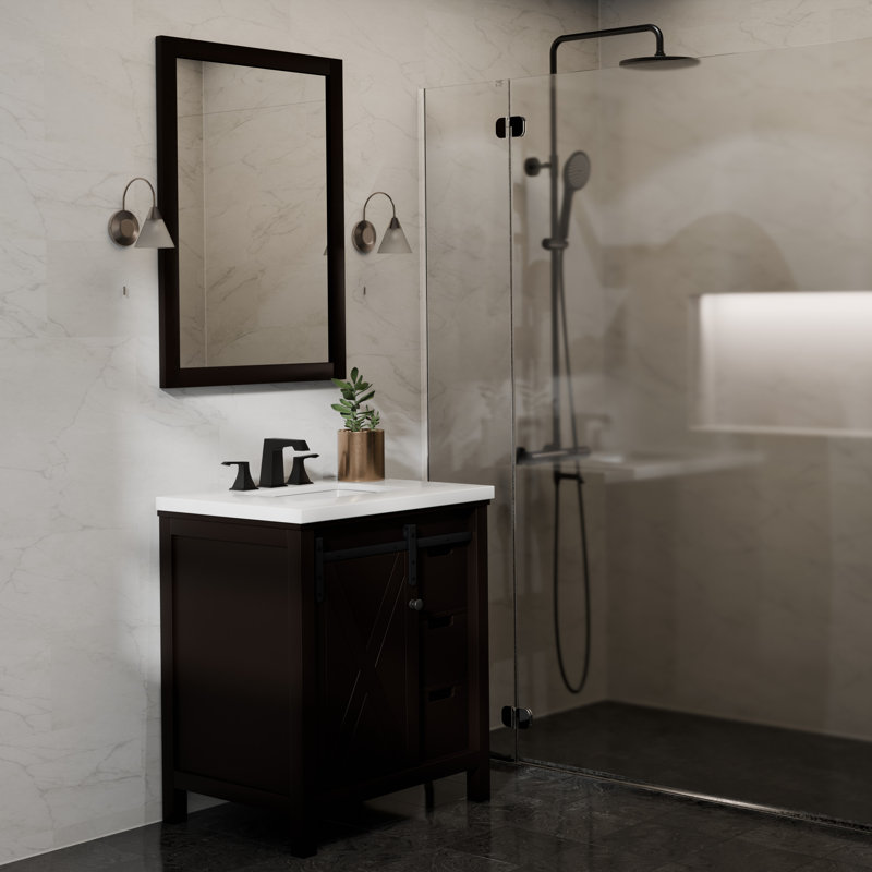 Meuble-lavabo simple l 30 po x P 22 po Marsyas, Brun