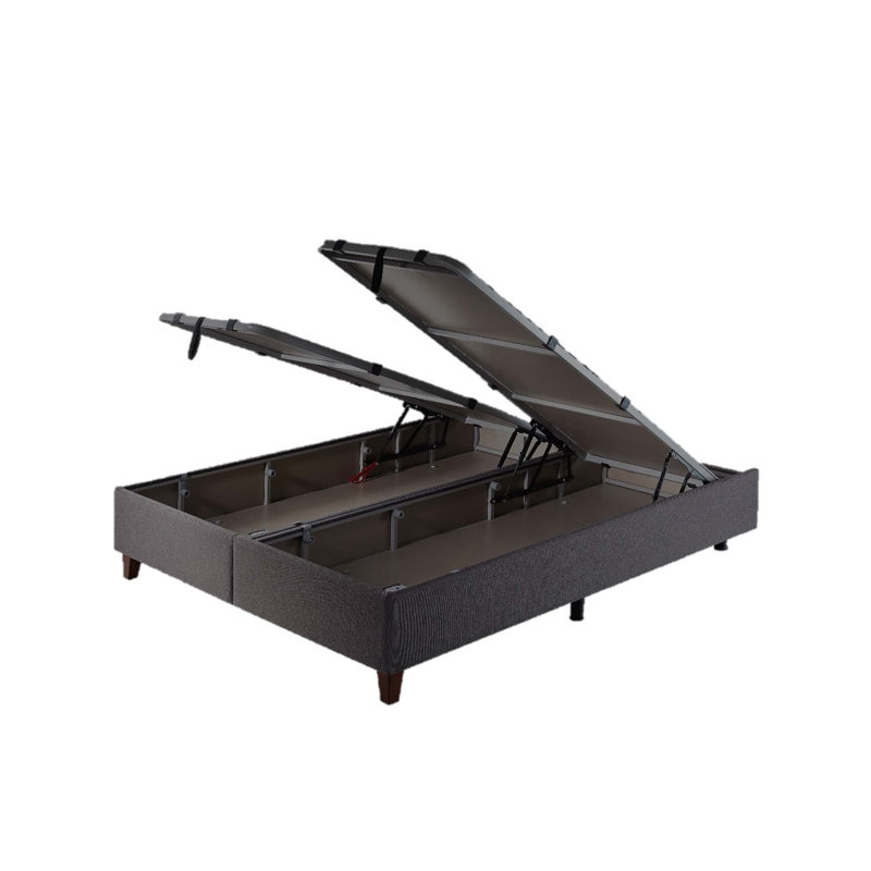 Lit plateforme à panneau de rangement tapissier, Très grand, Noir