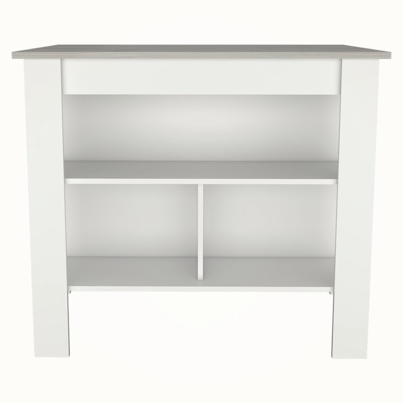Versatile Kitchen Island for Enhanced Cooking and Storage Experience, White, Dark Brown