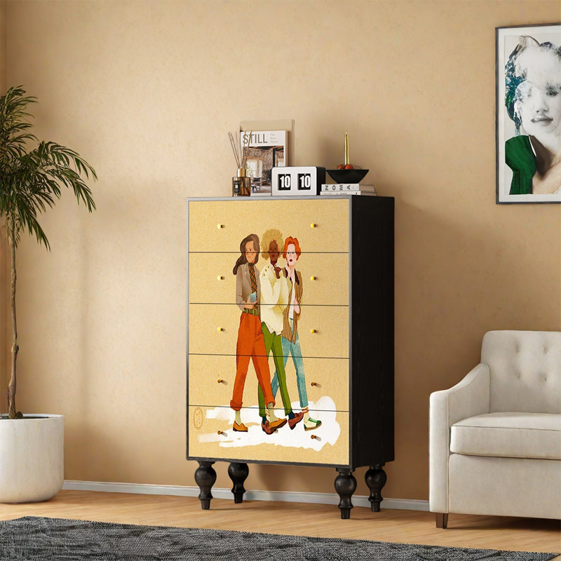 Armoire de rangement classique en pin avec tiroirs