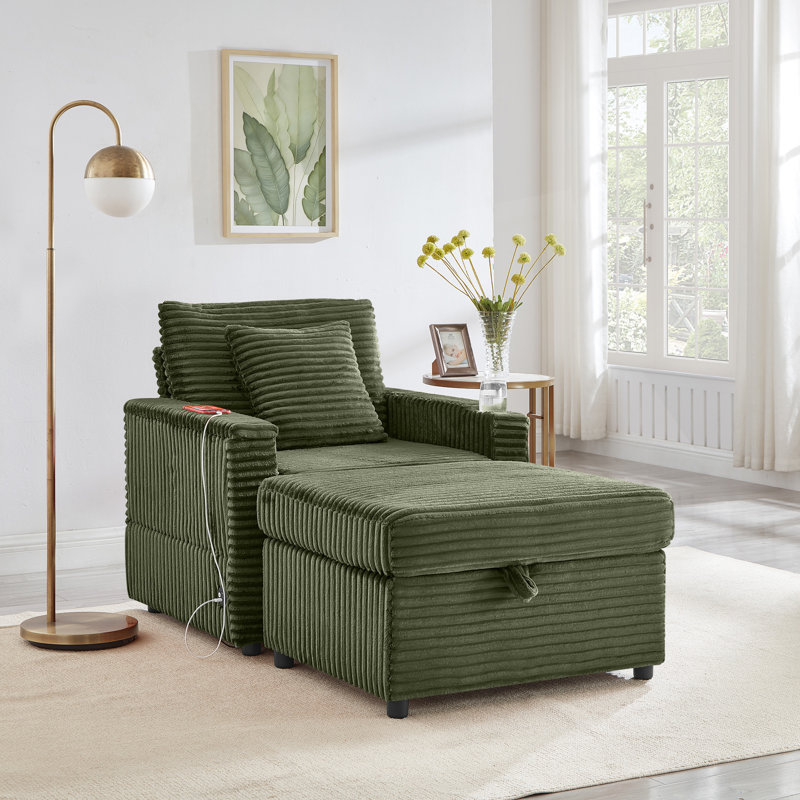 Canapé confortable moelleux en velours côtelé, Vert