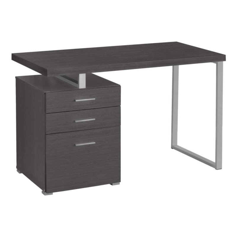 Bureau contemporain de 48 po avec tiroirs de rangement - Table d'écriture compacte pour ordinateur portable pour petits espaces, base en métal et plateau en stratifié durable