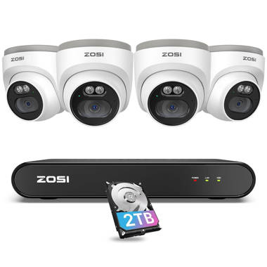ZOSI 8CH 4MP WiFi Security Camera System with 2TB HDD, 4 Outdoor