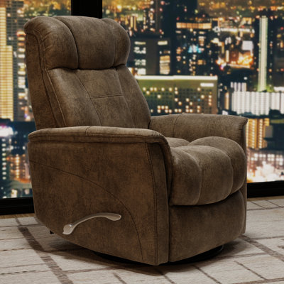 Fauteuil inclinable et oscillant pivotant en tissu Texas Slate Performance avec appui-tête et repose-pieds réglables manuellement