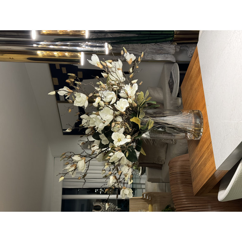 White Magnolias In 16" Glass Cylinder