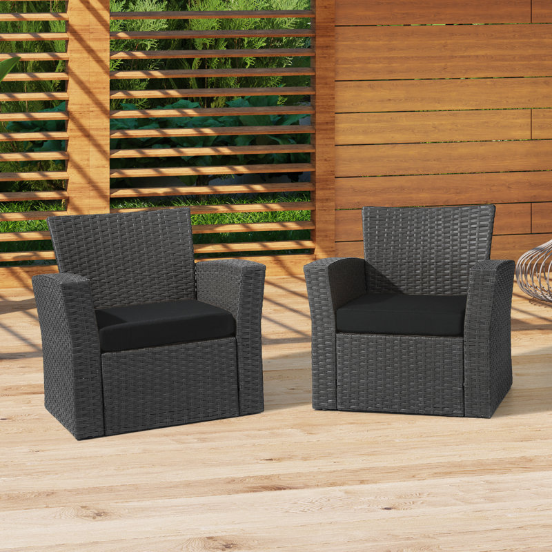 Forellen Outdoor 4'' Lounge Chair Seat Cushion, Black