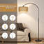 Lampadaire arqué en rotin de 168 cm, hauteur réglable, abat-jour tissé à la main et base en fer noir, style bohème, idéal pour le salon, la chambre ou un coin lecture. Ampoule incluse.