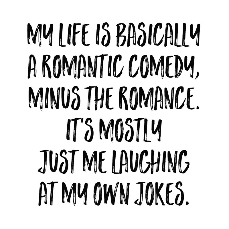 «Romantic Comedy», art textuel sur toile tendue, H 12 po x l 12 po