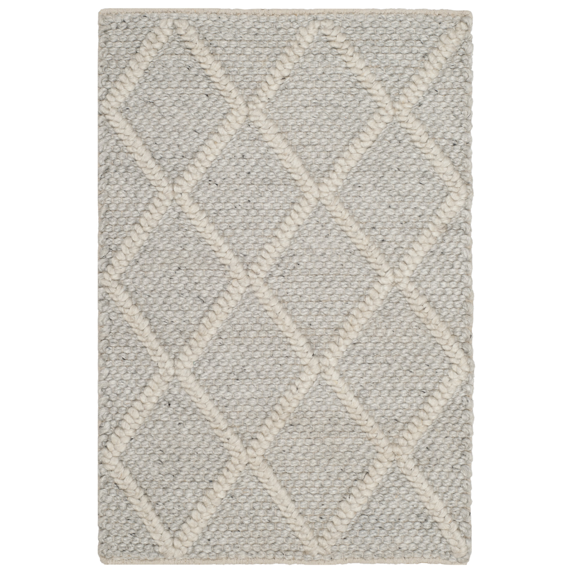 Russo Geometric Flatweave Silver/Ivory Area Rug, Rectangle 8' x 10'