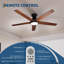 Ventilateur de plafond à profil bas de 42 po avec lumière et télécommande, ventilateur à 5 pales noir avec moteur à courant continu réversible pour le salon, la chambre à coucher et le patio couvert-567683862