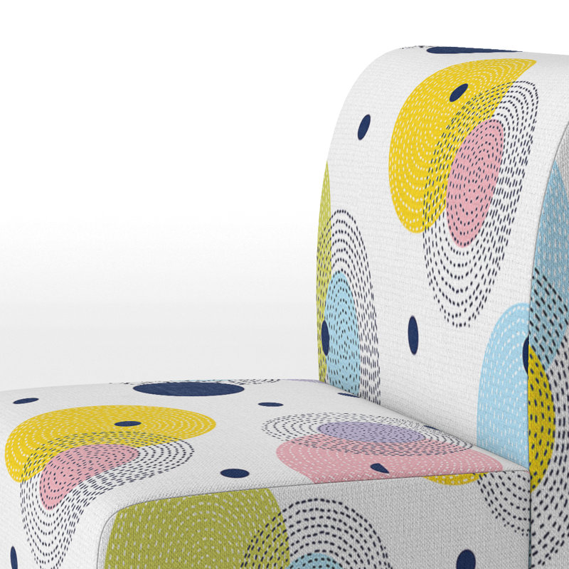 Fauteuil de chambre rembourré multicolore à motif de cercles multicolores