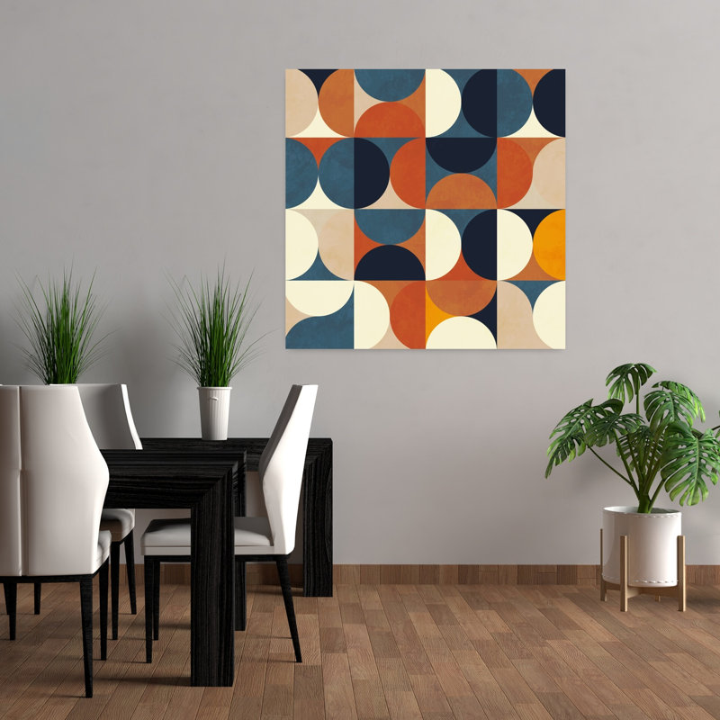 Art contemporain abstrait géométrique coloré, H 36 po x l 36 po