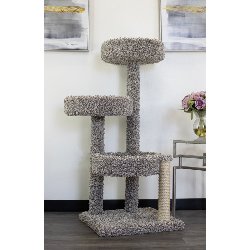 Arbre à chat en bois massif 47 po New Cat Condos, Moucheté / Neutre