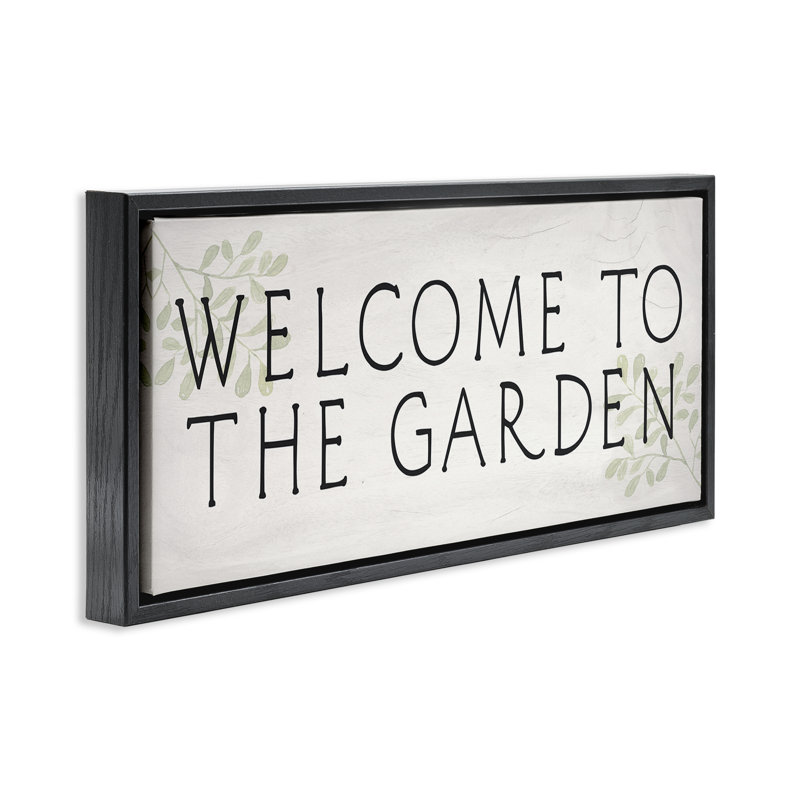  Art mural rétro sur toile flottante, "Welcome Gardener" par Daphne Polselli, H 11 po x l 25 po, Cadre flottant noir de jais