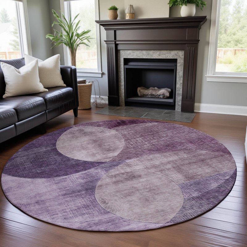 Premium Machine Washable Alves AMF1140 Geometric Rug, Round 8'