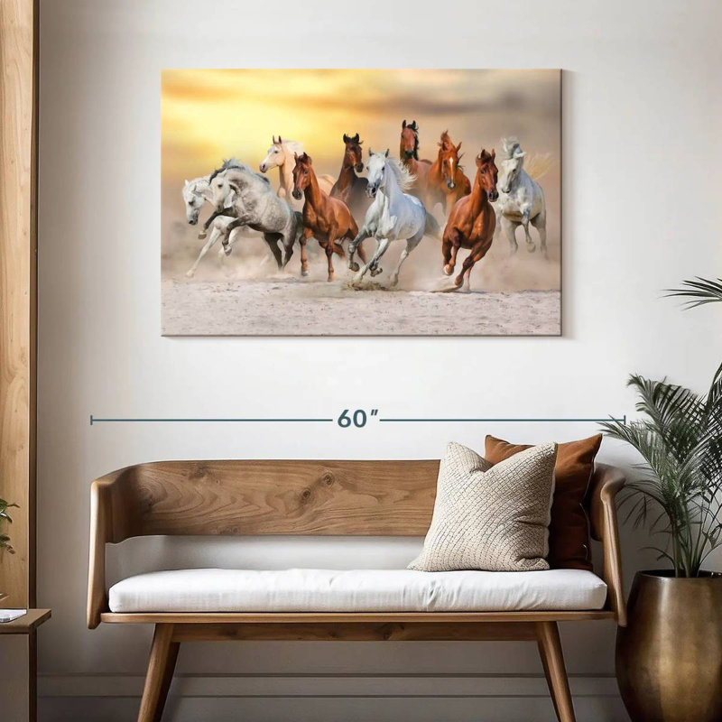 Foule de chevaux au galop, H 30 po x l 45 po