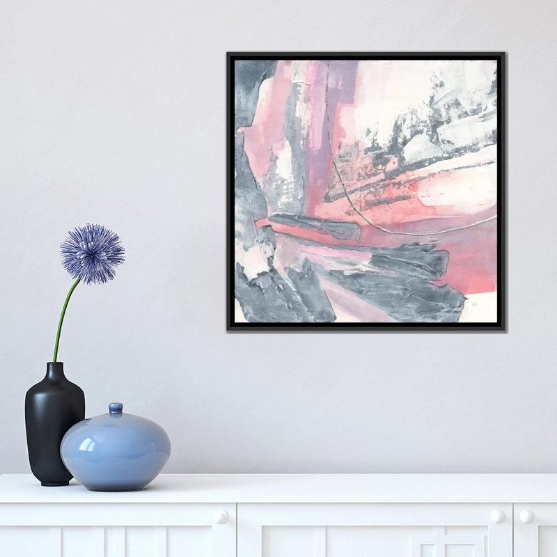 «Whitewashed Blush I» par Chris Paschke, impression sur toile tendue, H 18 po x l 18 po x P 1,5 po, Toile avec cadre noir